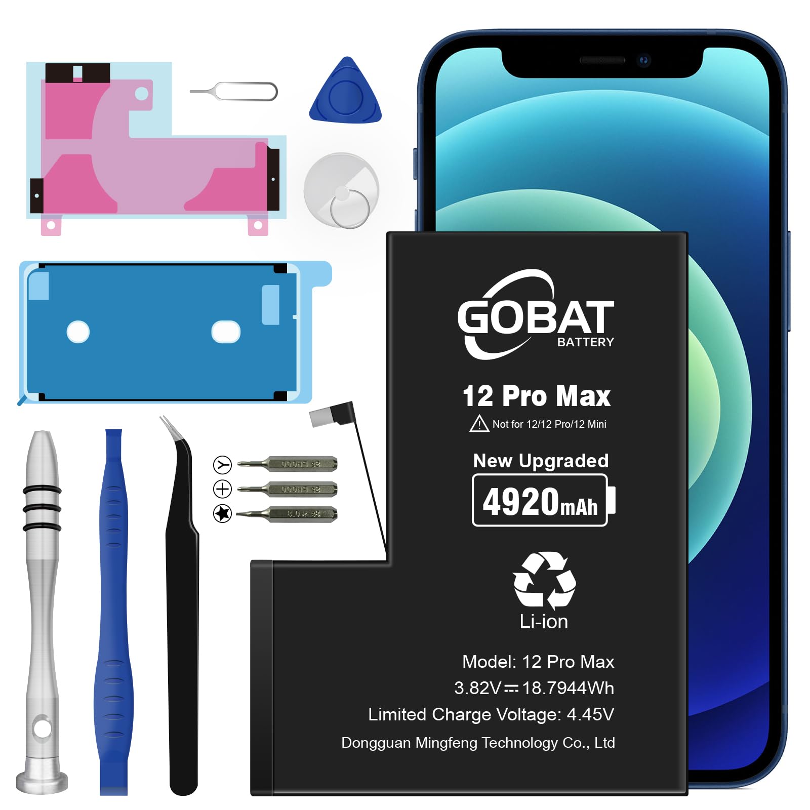 GOBAT Replacement for iPhone 12 Pro Max Battery,4920mAh High